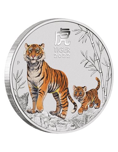 TIGER Lunar Series III Цветная монета 5 унций 8$ Австралия 2022