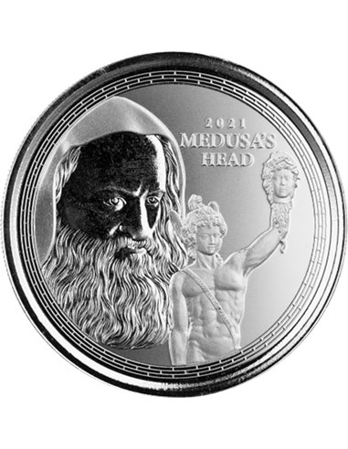 ГОЛОВА МЕДУЗЫ Benvenuto Cellini 1 Oz Серебряная монета 1£ Гибралтар 2021
