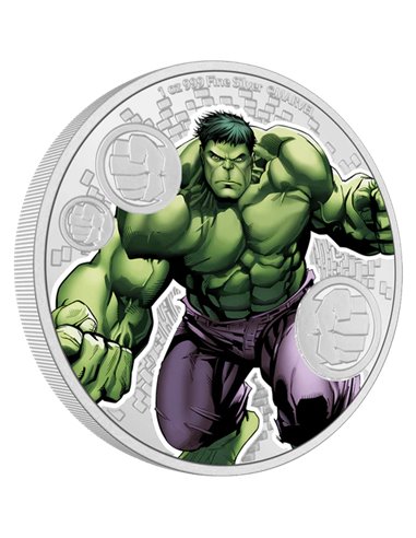 HULK Marvel Серебряная монета 1 унция 2$ Ниуэ 2023