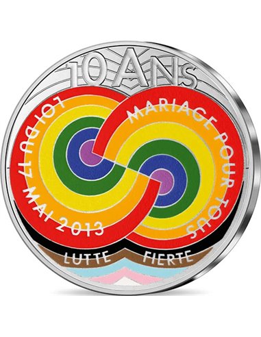 PRIDE 10 Years Silver Coin 10€ Euro France 2023