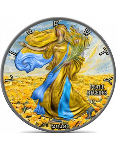 UCRANIA Peace Recedes Walking Liberty 1 Oz Moneda Plata 1$ USA 2023