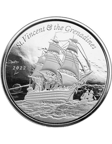 ST. VINCENT WAR SHIP 1 Oz Moneda Plata 2$ ECCB 2022