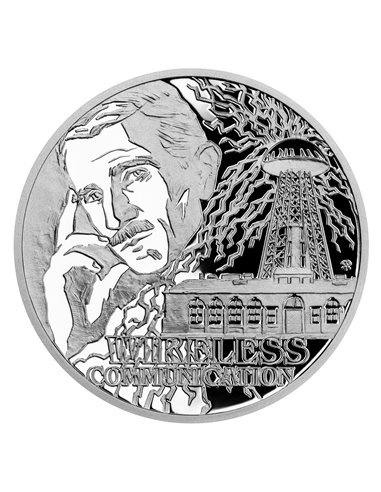 COMMUNICATION SANS FIL Nikola Tesla 1 Oz Moneta Argento 1$ Niger 2023