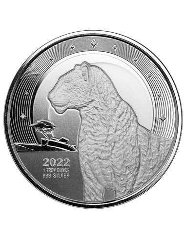AFRICAN LEOPARD 1 Oz Silver Coin 5 Cedis Ghana 2022