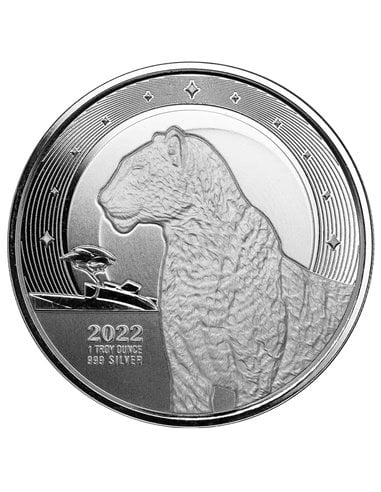 АФРИКАНСКИЙ ЛЕОПАРД 1 унция Серебряная монета 5 седи Гана 2022