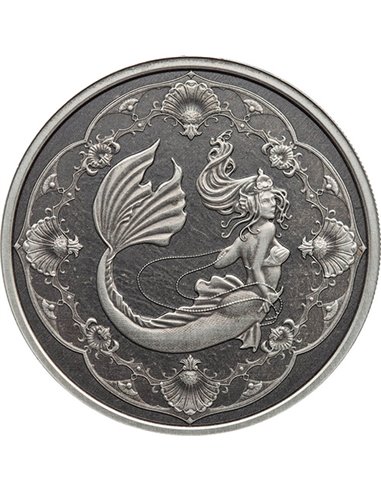 MERMAID Princess of The Seas Antique 1 Oz Silver Coin 2 Tala Samoa 2022