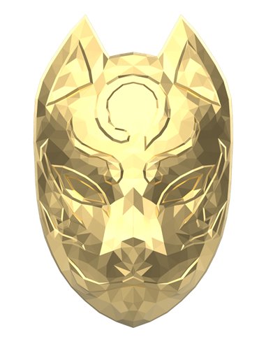 KITSUNE Maschera tradizionale giapponese dorata impilabile 2 Oz Silver Stacker 2023