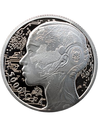 ARTIFICIAL INTELLIGENCE 1 Oz Silver Coin 5000 Francs Chad 2023