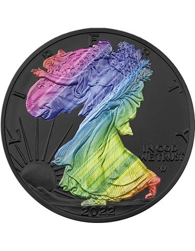 AMERICAN EAGLE Rainbow Edition 1 Oz Moneta Argento 1$ USA 2022