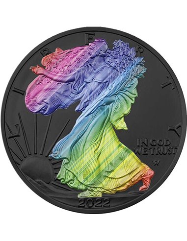 AMERICAN EAGLE Rainbow Edition 1 Oz Серебряная монета 1$ США 2022