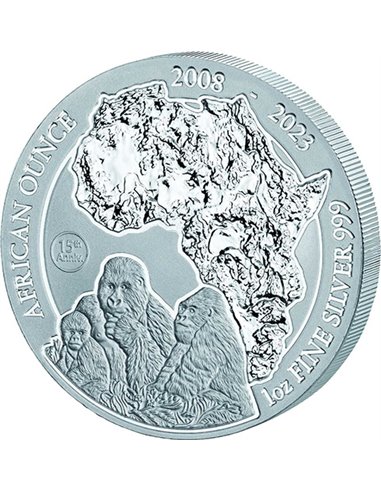 ГОРНАЯ ГОРИЛЛА Серебряная монета 1 унция 50 Амафранга Руанда 2022
