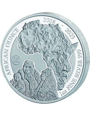 MOUNTAIN GORILLA 1 Oz Silver Proof Coin 50 Amafranga Rwanda 2023