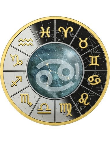 Znaki Zodiaku RAK Srebrna Moneta 500 Franków Kamerun 2023