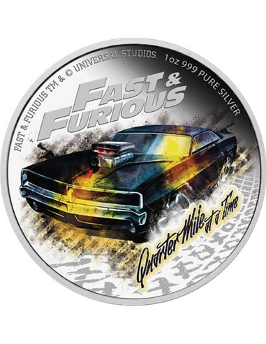 QUARTER MILE AT A TIME Fast and Furious 1 Oz Moneda Plata 2$ Niue 2023