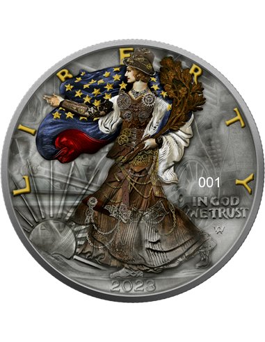 STEAMPUNK Águila Americana 1 Oz Moneda Plata 1$ USA 2023