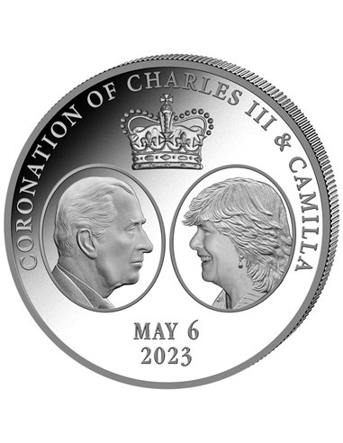 KING CHARLES III & CAMILLA Coronation 1 Oz Moneda Plata 1000 Francos Camerún 2023