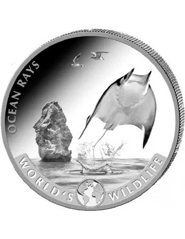 OCEAN RAYS World's Wildlife 1 унция Серебряная монета 20 франков Конго 2023