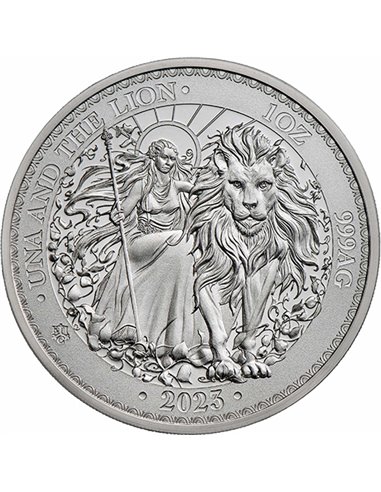 UNA AND THE LION Su Majestad 1 Oz Moneda Plata 1 Pound Santa Helena 2023