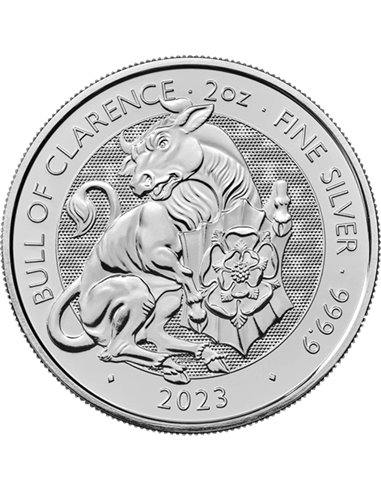 TAUREAU NOIR DE CLARENCE Royal Tudor Beasts 1 Oz Silver Proof Coin 5 £ UK 2023