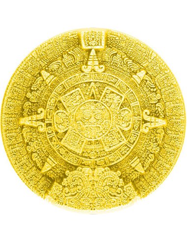 AZTEC SUN STONE Золотая позолоченная серебряная медаль весом 1 унция, Корея, 2023 г.