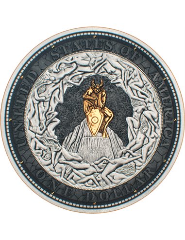 THE 7TH CIRCLE Moneta 2 Oz 3D di Roman Booteen 1$ USA 1898