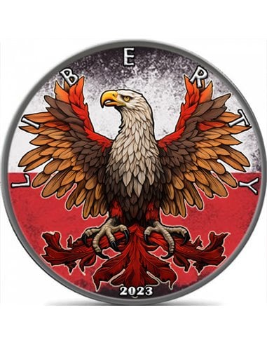 AQUILA POLACCA Emblema della Polonia Libertà 1 Oz Moneta Argento 1$ USA 2023