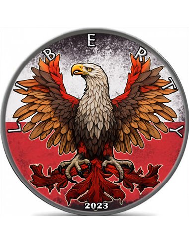 POLNISCHER ADLER Emblem der polnischen Freiheit 1 Oz Silbermünze 1$ USA 2023
