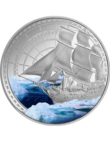 ANTARCTIC Capitán James Cook 250 Aniversario 1 Oz Moneda Plata 1$ Niue 2023