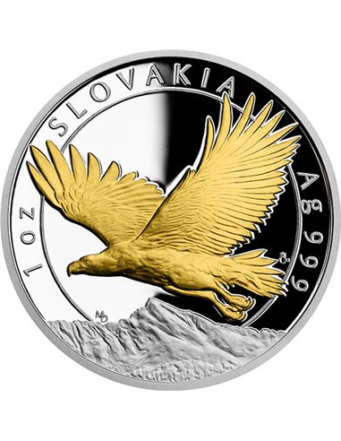 SLOVAKIA EAGLE Gilded 1 Oz Silver Proof Coin 10$ Niue 2023