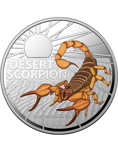 DESERT SCORPION Цветная самая опасная серебряная монета Австралии 1 унция 5$ Австралия 2023