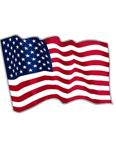 3D развевающийся американский флаг 1 унция Серебряная монета 2000 франков Камеруна 2023 года
