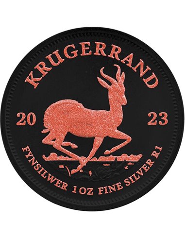 KRUGERRAND Rubí Acabado 1 Oz Moneda Plata 1 Rand Sudáfrica 2023