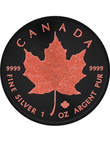 MAPLE LEAF Ruby Finish 1 Oz Монета Серебро 5$ Канада 2023