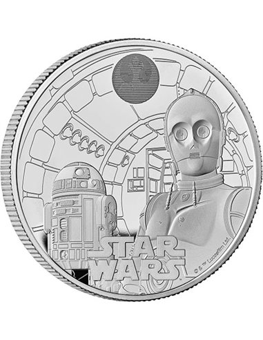 GWIEZDNE WOJNY R2-D2 i C-3PO 1 uncja srebrnej monety próbnej 50 pensów UK 2023