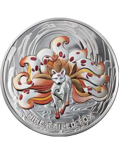 RENARD À NEUF QUEUE Créatures mythiques1 Oz Silver Coin 2$ Samoa 2023