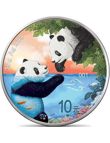ВОДА Четыре Элемента Серебряная Панда Монета 10 Юаней Китай 2023