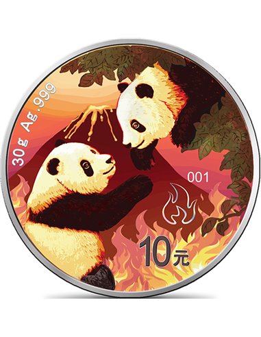 FIRE Четыре элемента Панда Серебряная монета 10 юаней Китай 2023