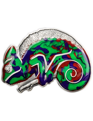CHAMELEON Thermochromic Effect 3 Oz Silver Coin 5$ Barbados 2023