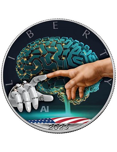AI CONNECTIVITY 1 Oz Moneda Plata 1$ USA 2023