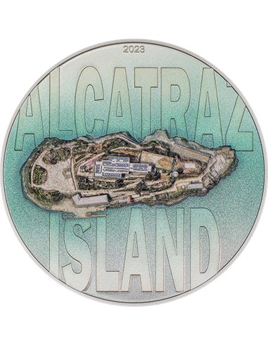 ALCATRAZ ISLAND 3 Oz Moneda Plata 20$ Islas Cook 2023