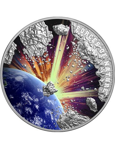 METEORITE Forces of Nature 2 Oz Монета Серебро 5$ Ниуэ 2023