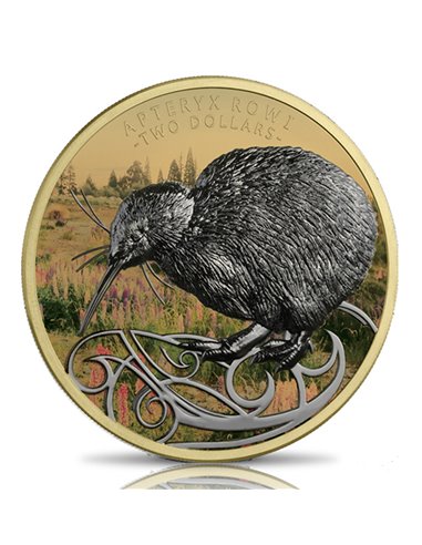 KIWI HR Gold Ruthenium Edition Серебряная монета 2 унции 2$ Новая Зеландия 2020