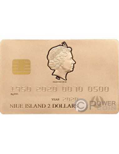 CRÉDITO TARJETA 70 Aniversario Moneda Plata Baño Oro 2$ Niue 2020