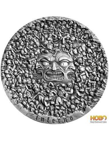 INFERNO Divine Comedy 700 Anniversary Серебряная монета 5 унций 5000 франков Камерун 2020