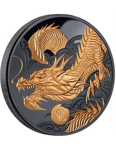 LUNAR DRAGON 1 Oz Czarna moneta próbna 1 $ Niue 2024