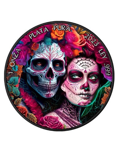 DIA DE LOS MUERTOS V Day of the Dead 1 Oz Silver Coin Mexico 2023