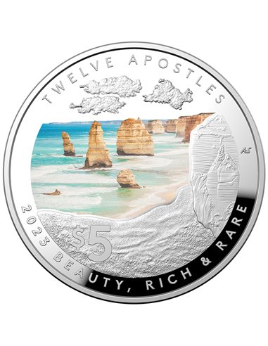 ZWÖLF APOSTEL Schöne reiche und seltene 1 Oz Silbermünze 5$ Australien 2023