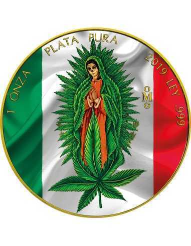 SANTA MUERTE Cannabis Death Liberty 1 Oz Moneda Plata Mexico 2019
