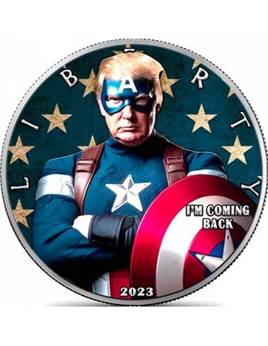 I'M COMING BACK Donald Trump Elección Presidencial 1 Oz Moneda Plata 1$ USA 2023