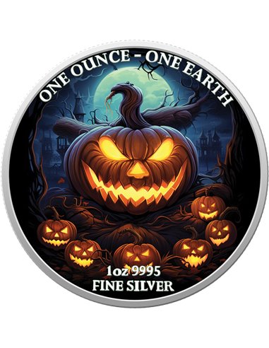 Хэллоуин Светящаяся в темноте Монета Серебро 1$ Фиджи 2022